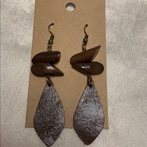 Genuine leather handmade earrings with jewels